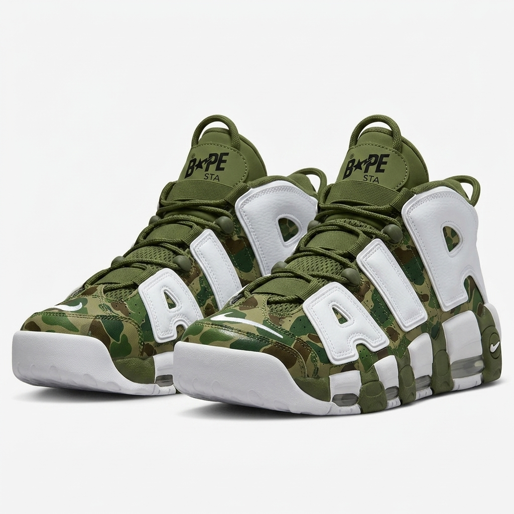 Bape x Nike Air More Uptempo Frogskin Platoon