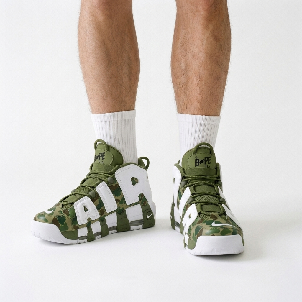 Bape x Nike Air More Uptempo Frogskin Platoon